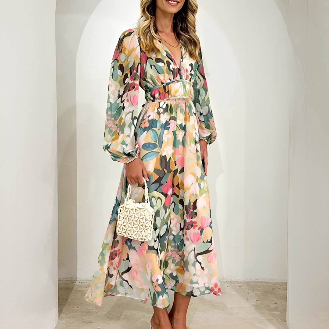 Kiara - Stilvolles und Fließendes Langarmkleid
