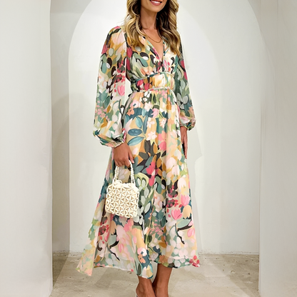 Kiara - Stilvolles und Fließendes Langarmkleid