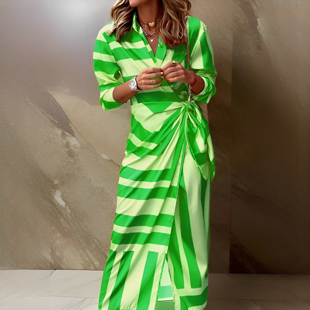 Emily - Stilvolles und Elegantes Gestreiftes Kleid