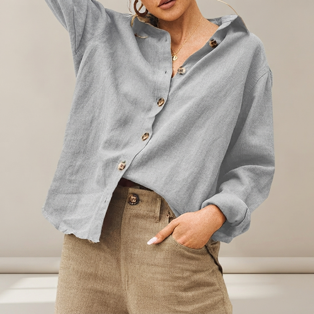 Jordilyn - Locker geschnittene Bluse mit Knopfleiste