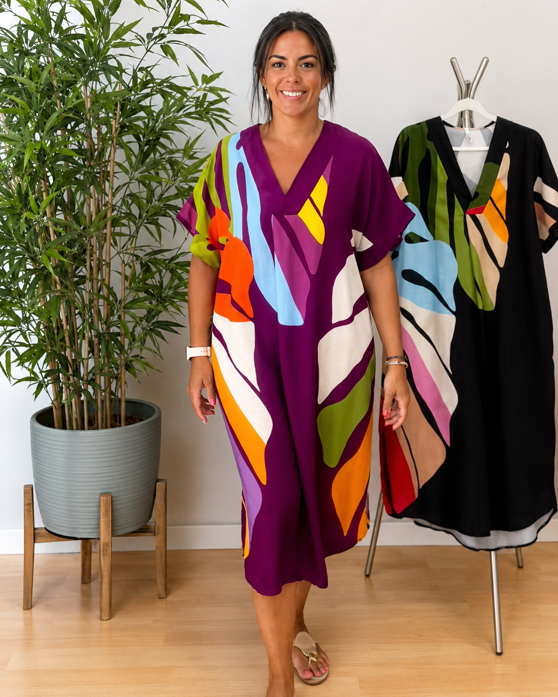 Curlene - Elegantes und Weites Midi-Kleid