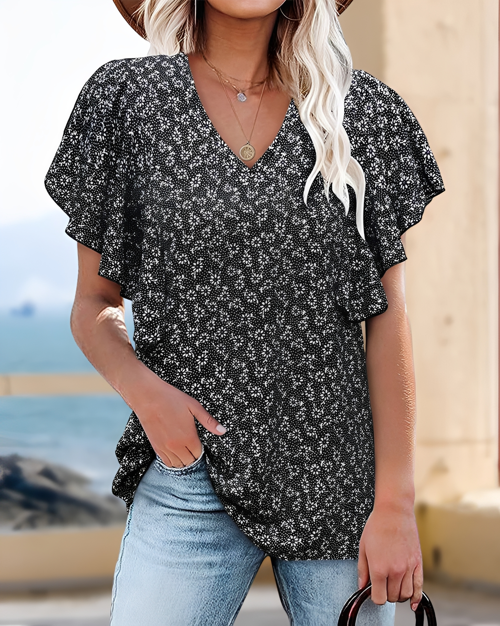 Eleri - Schicke Bluse mit V-Ausschnitt