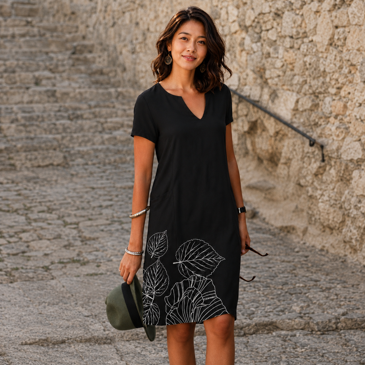 Josette - Lässiges Midikleid mit V-Ausschnitt