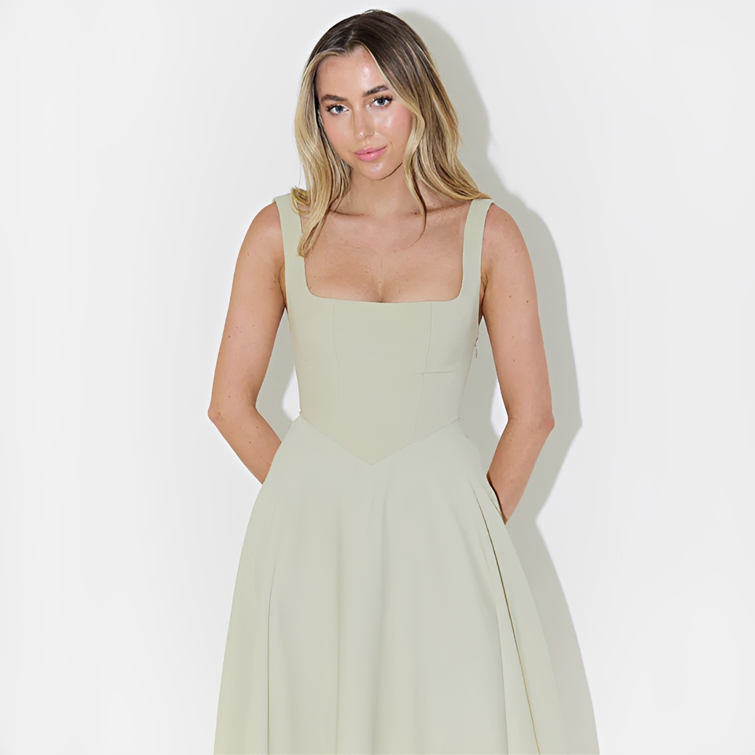 Fioren - Elegantes Midikleid mit eckigem Ausschnitt