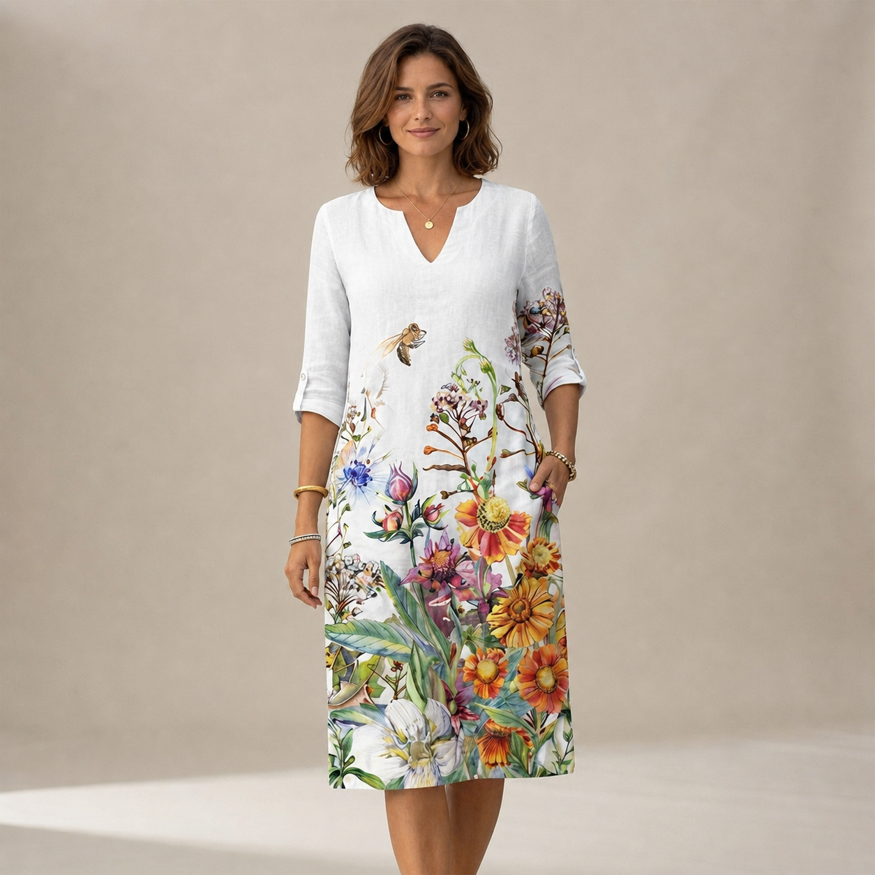 Ninna - Elegantes und schmeichelhaftes Kleid mit V-Ausschnitt