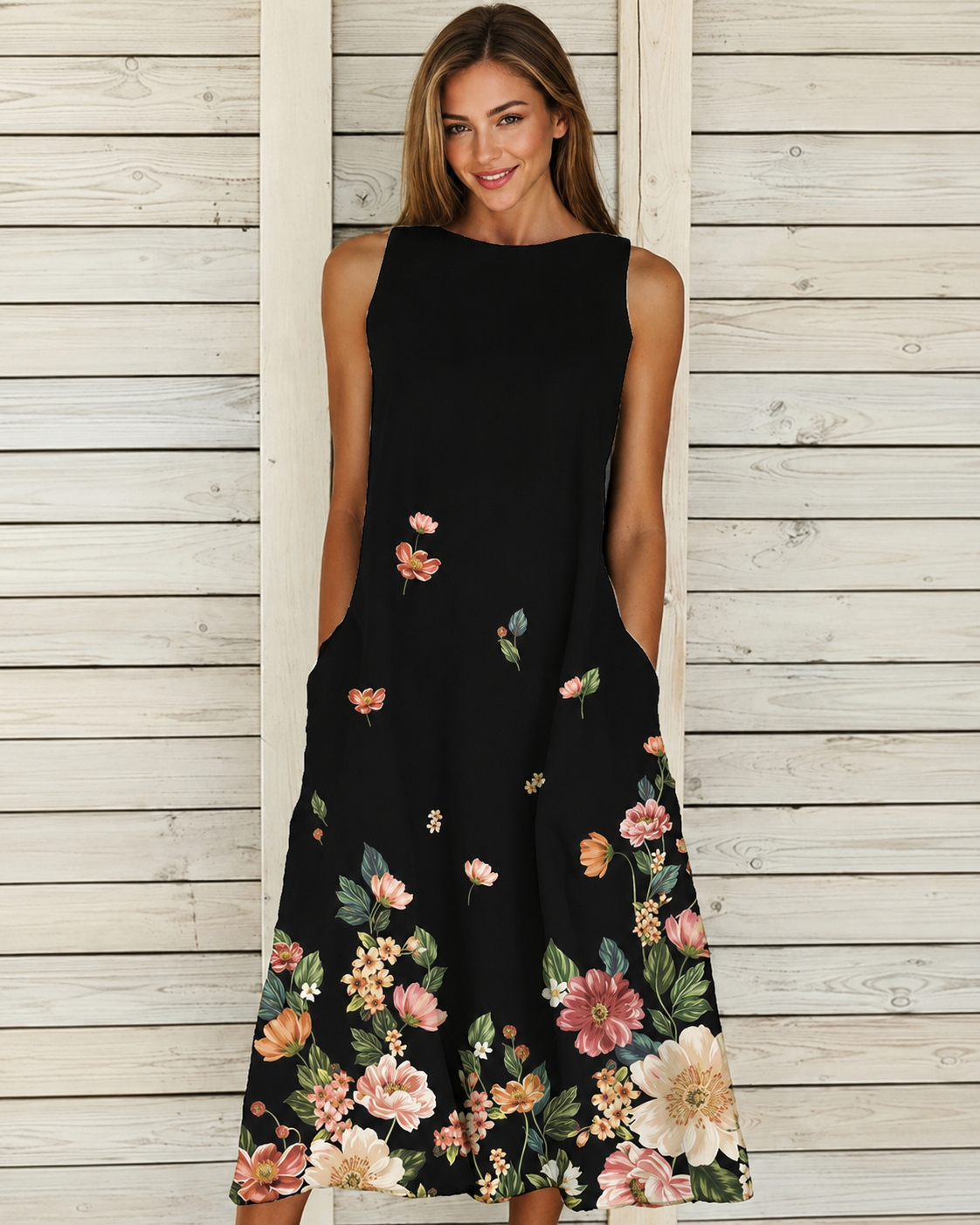 Denique - Vintage-inspiriertes Midikleid mit fließender Silhouette
