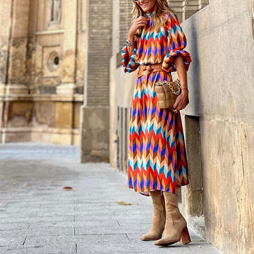 Susan - Lockeres Kleid mit geometrischem Muster für Frauen