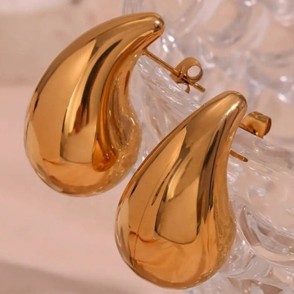 Chunky Wassertropfen Ohrringe - Große Ohrringe in Gold