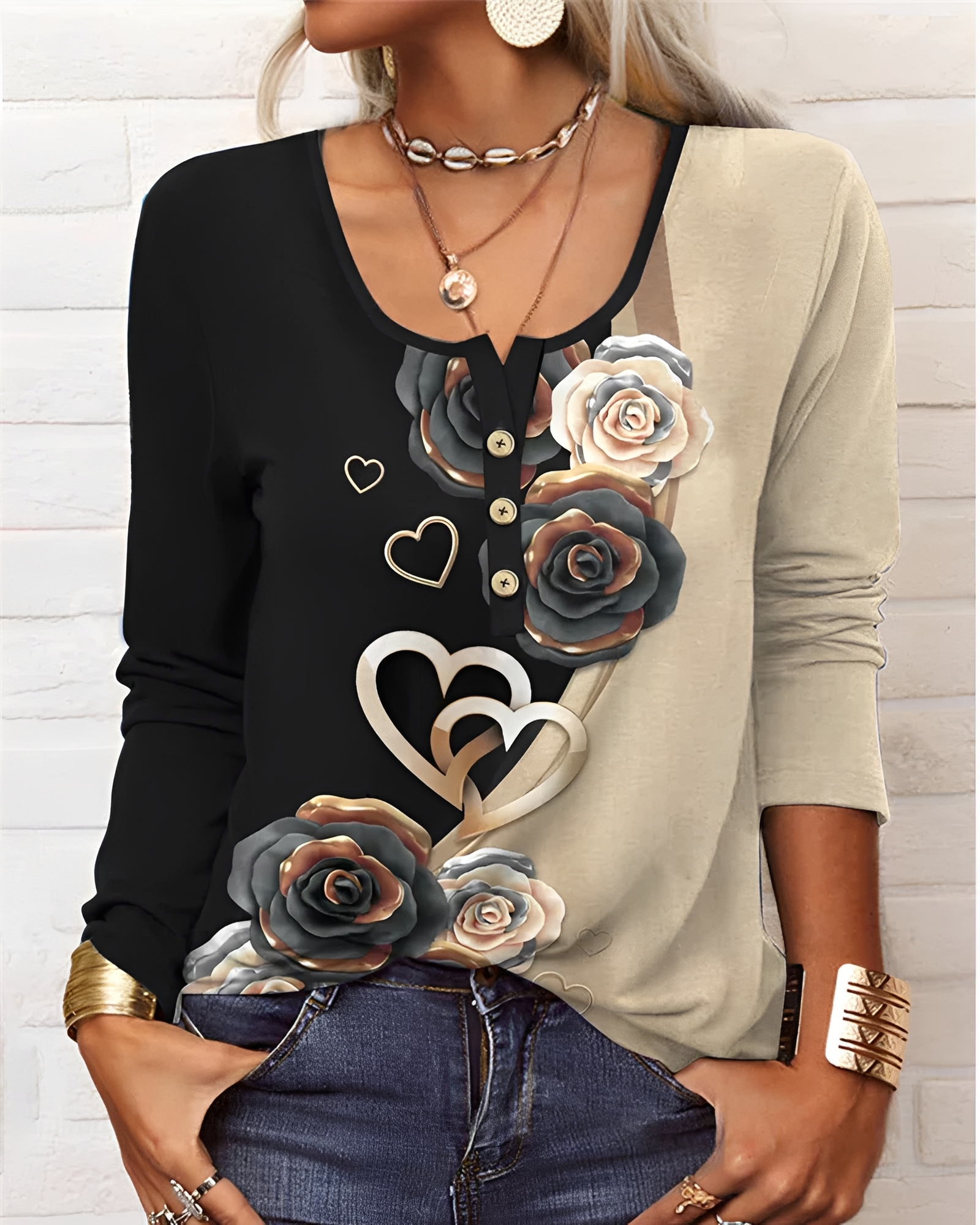 Alejandra - Stilvolle Halbknopf-Bluse