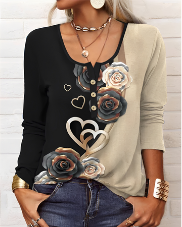 Alejandra - Stilvolle Halbknopf-Bluse