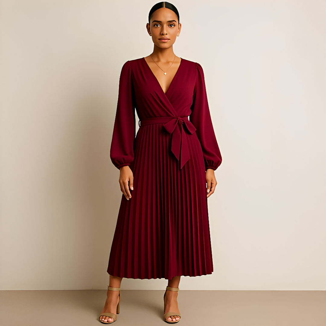 Naomi - Stilvolles Kleid mit V-Ausschnitt und Falten