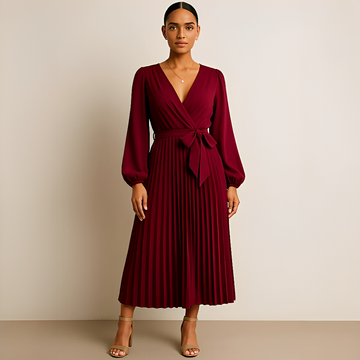 Naomi - Stilvolles Kleid mit V-Ausschnitt und Falten