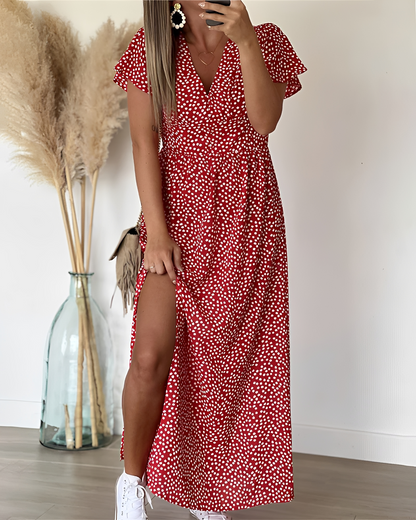 Marion - Stilvolles V-Ausschnitt- und Schlitzkleid