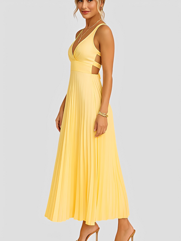 Anjanae - Stilvolles Kleid mit V-Ausschnitt und Faltenrock