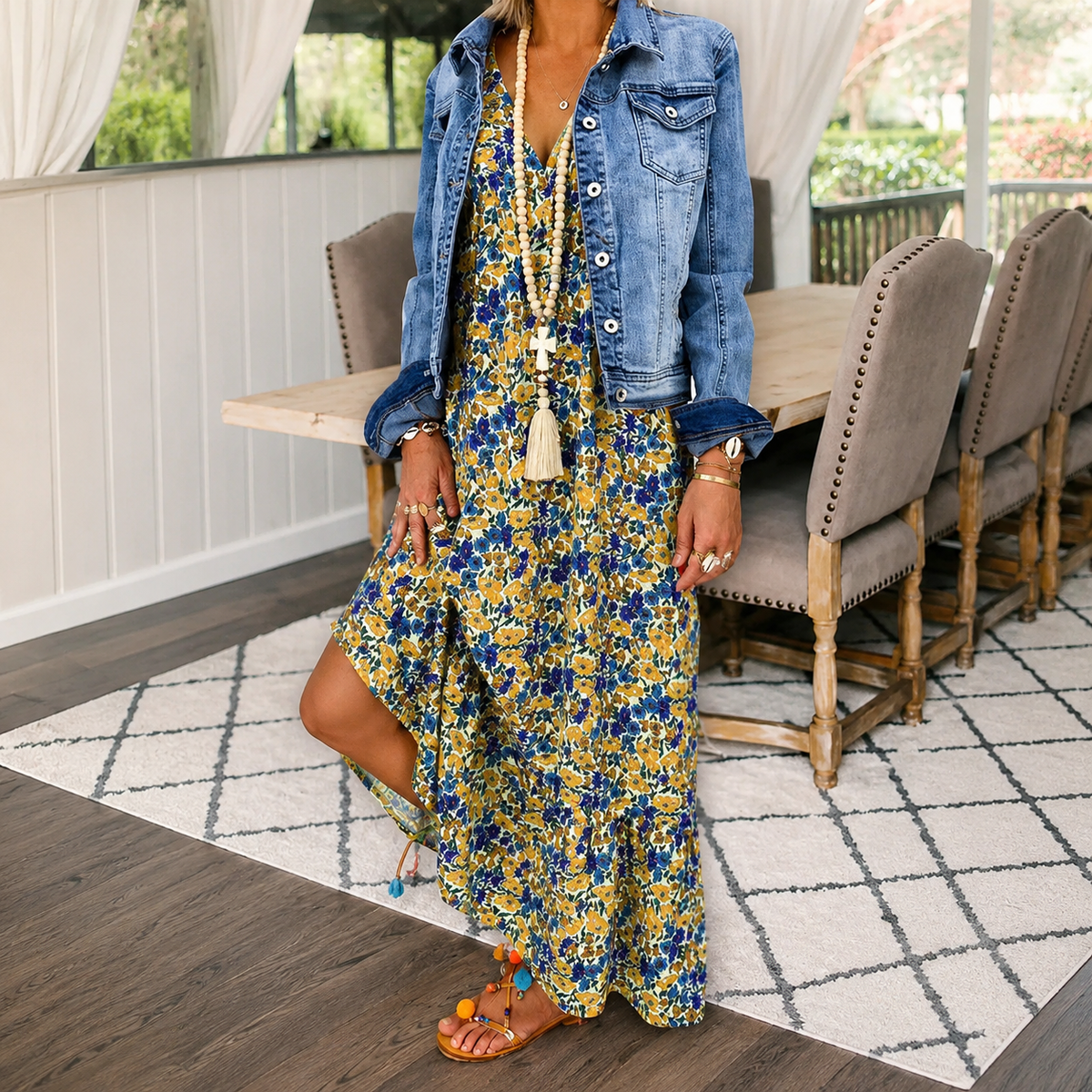 Shalisha - Elegantes Bohemian Kleid mit V-Ausschnitt
