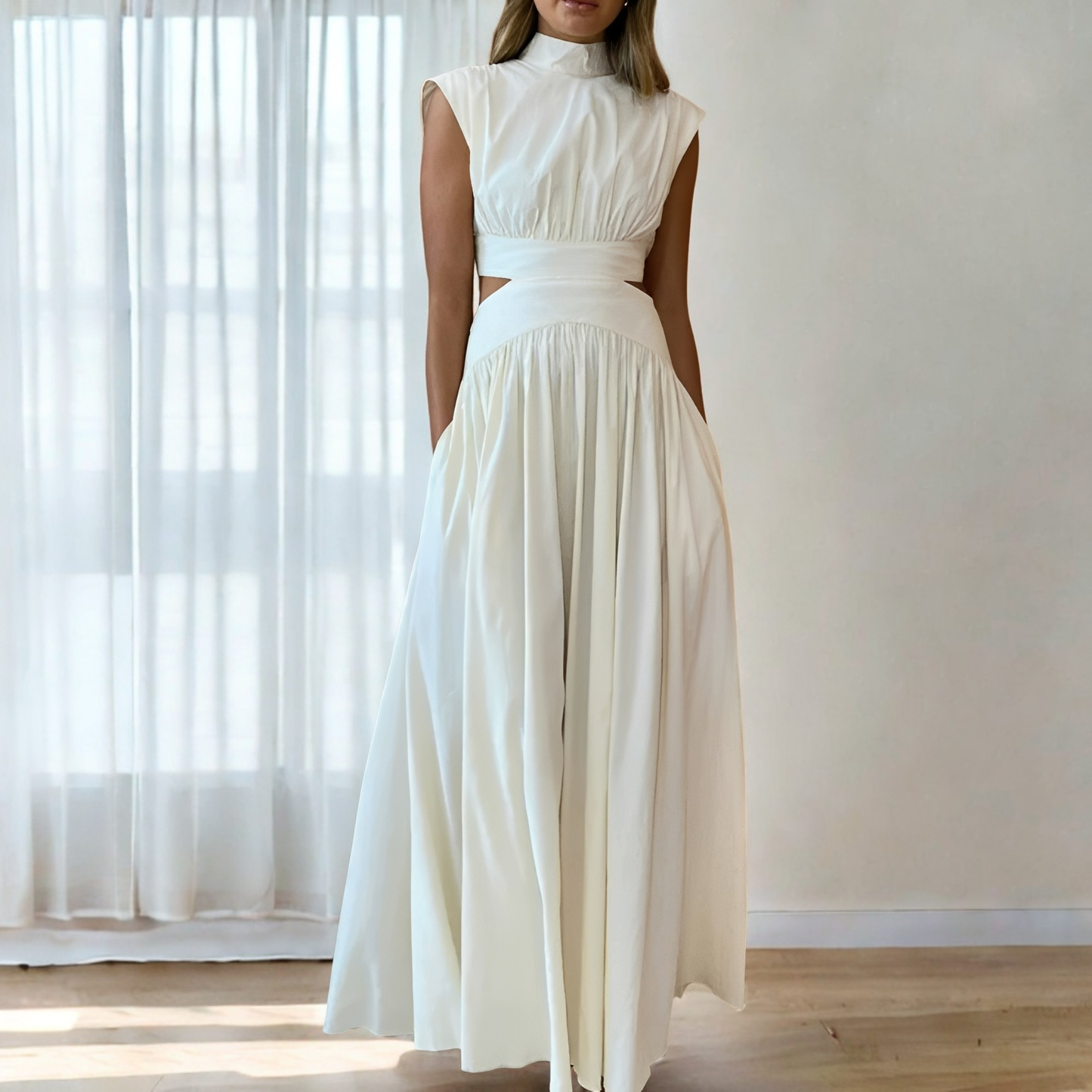 Christina - Maxikleid lässig mit Taillenausschnitt für Damen