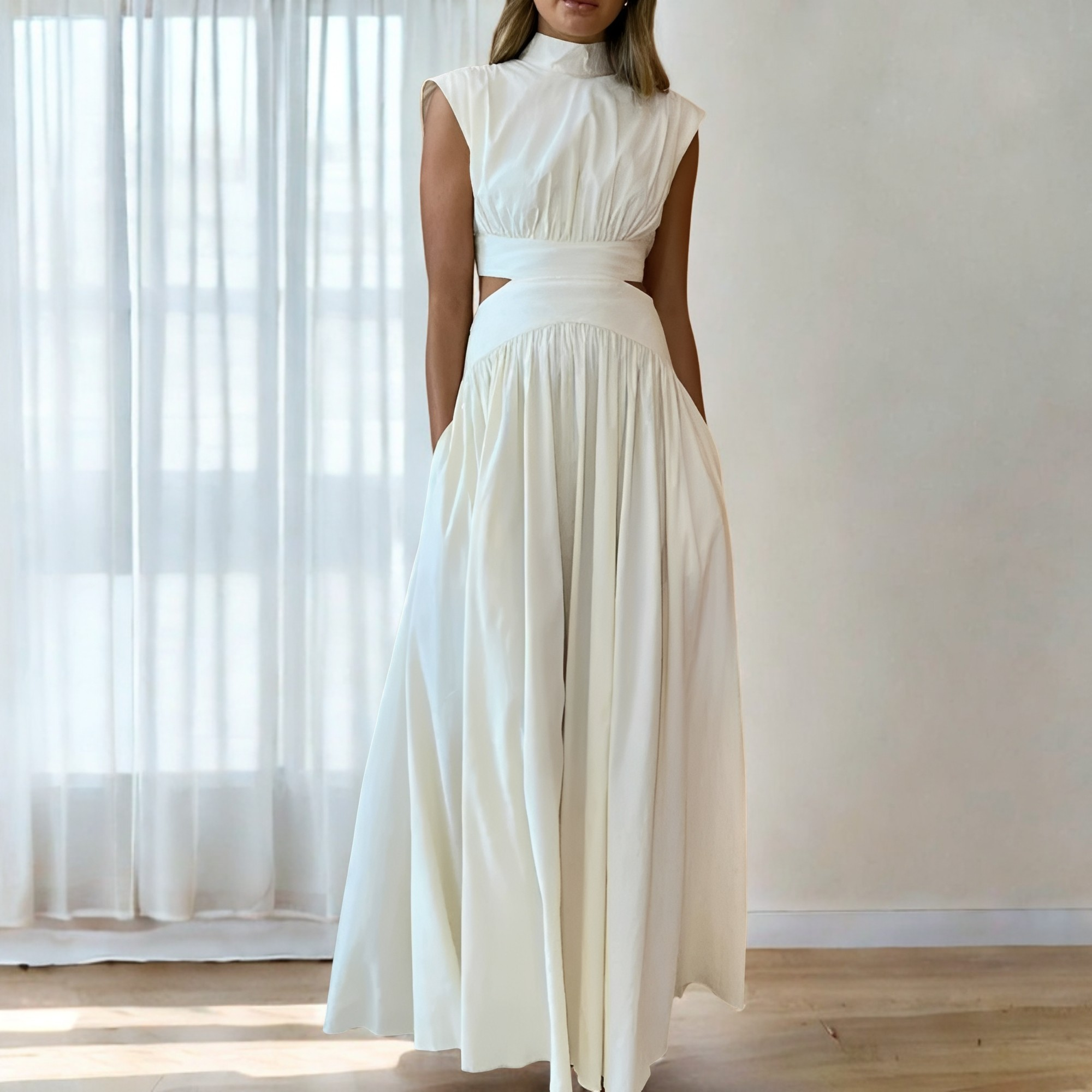 Christina - Maxikleid lässig mit Taillenausschnitt für Damen