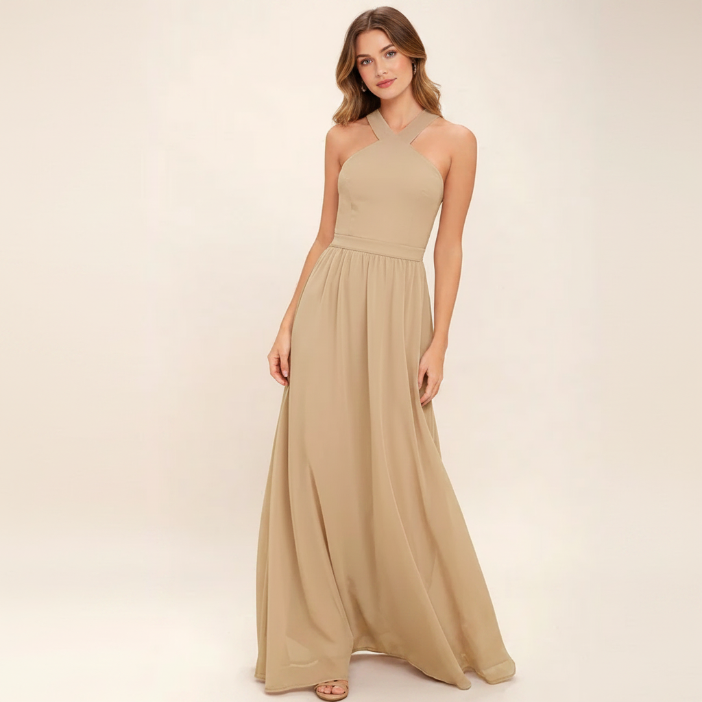Suzanne - Elegantes Maxikleid mit Kreuzhals