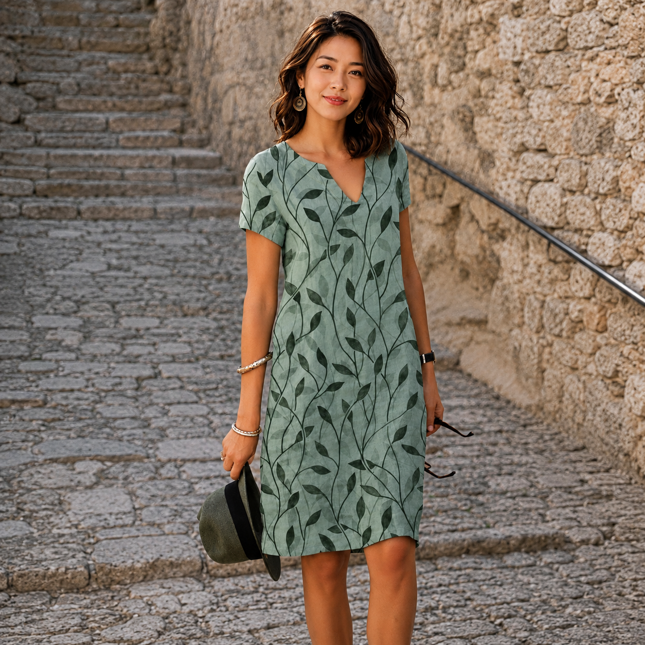 Josette - Lässiges Midikleid mit V-Ausschnitt
