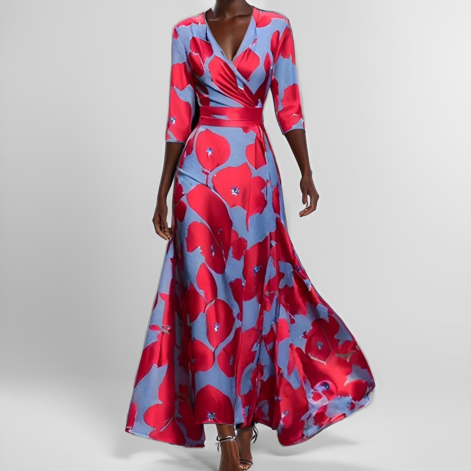 Delores - Langkleid mit Blumenmotiv und langen Ärmeln