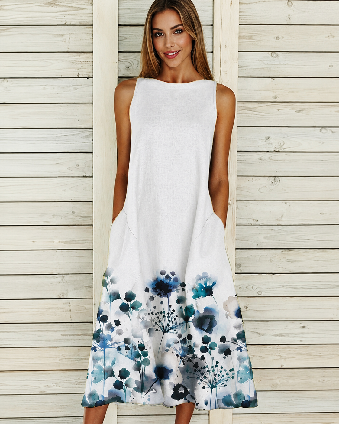 Denique - Vintage-inspiriertes Midikleid mit fließender Silhouette