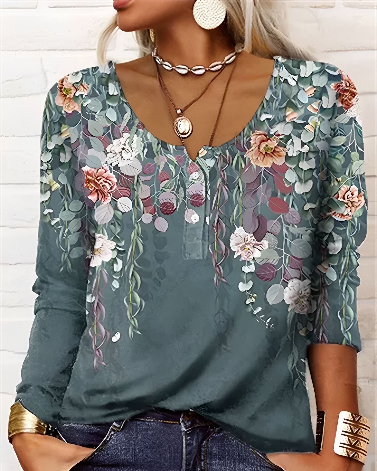 Alejandra - Stilvolle Halbknopf-Bluse