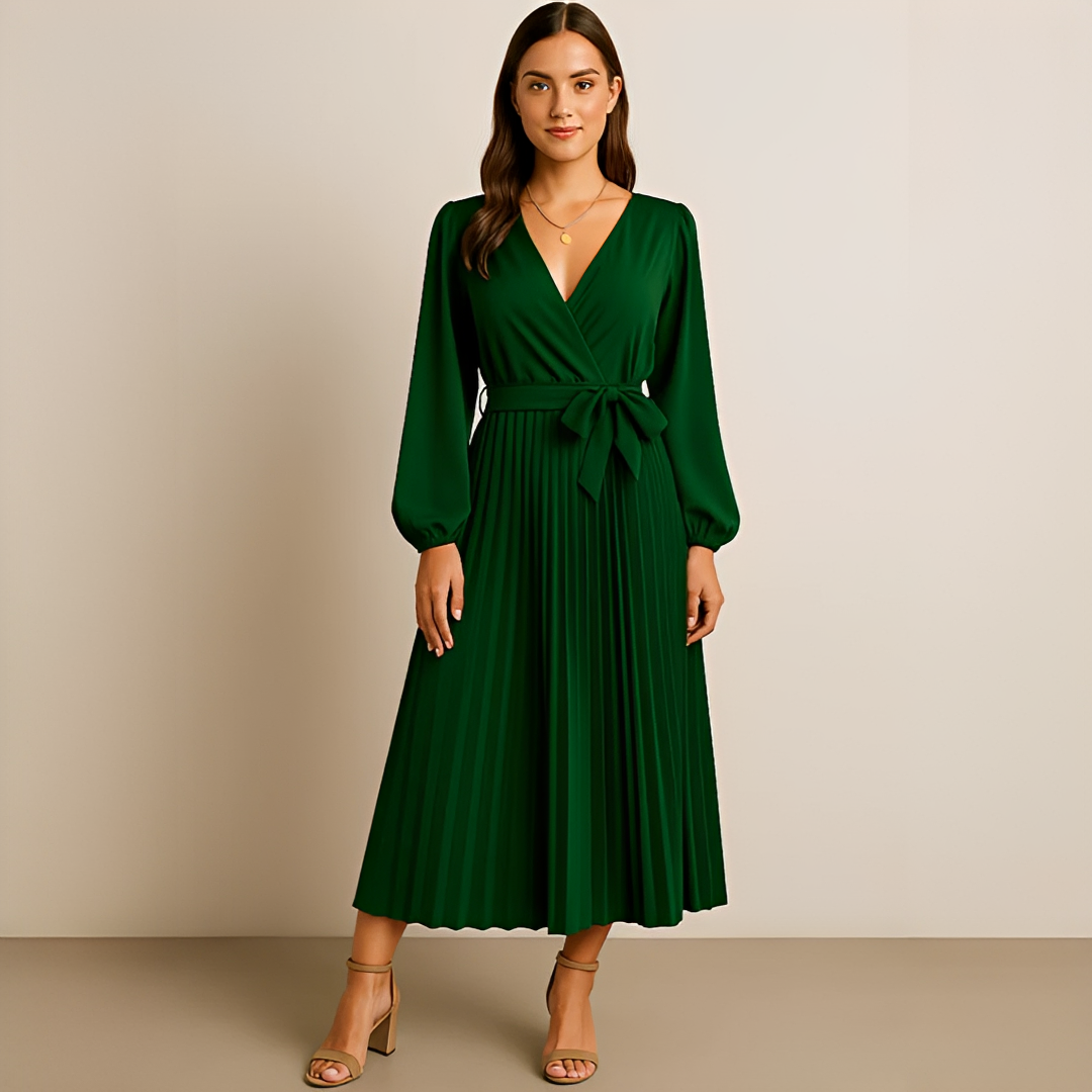 Naomi - Stilvolles Kleid mit V-Ausschnitt und Falten