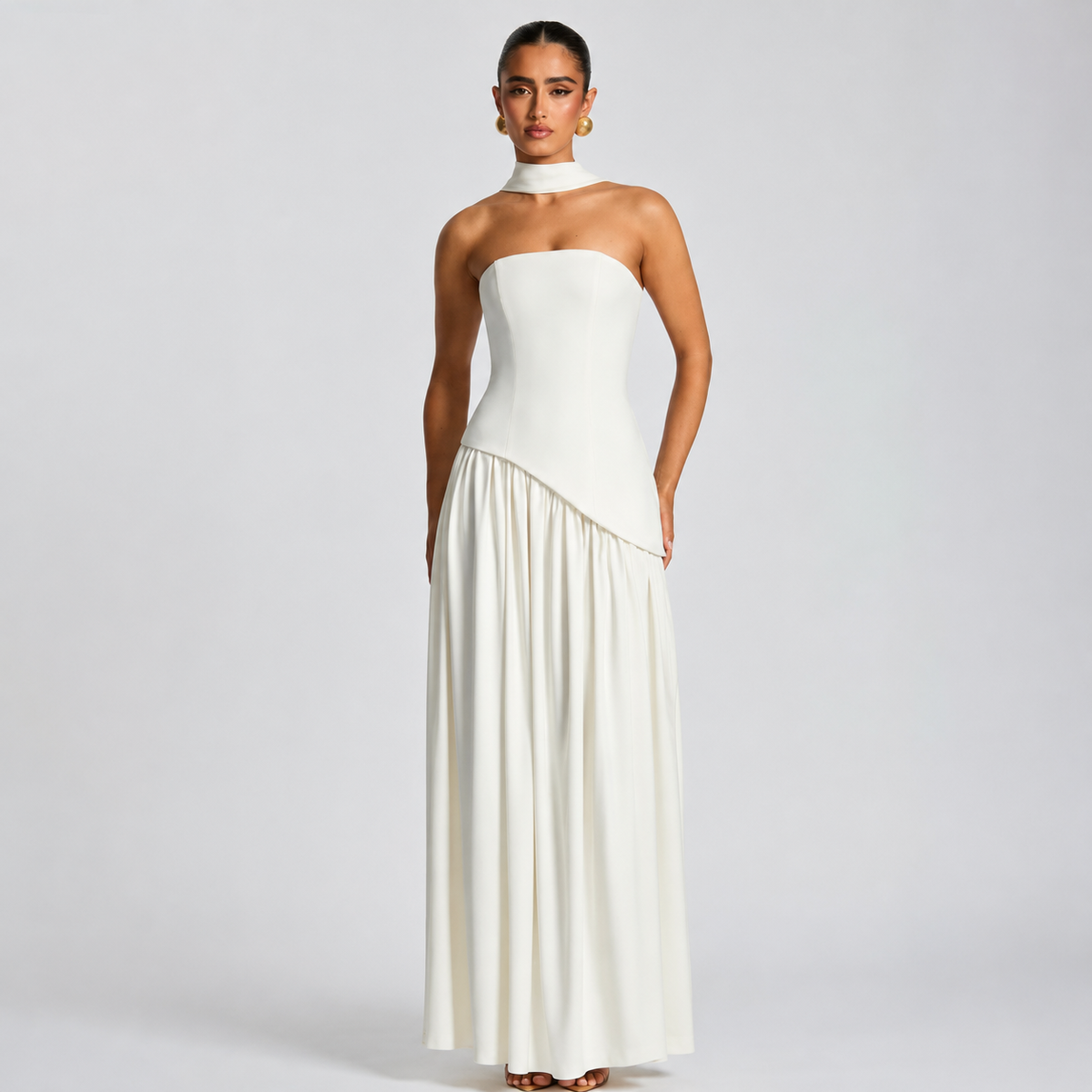 Fatimea - Stilvolles Tube-Top Maxikleid