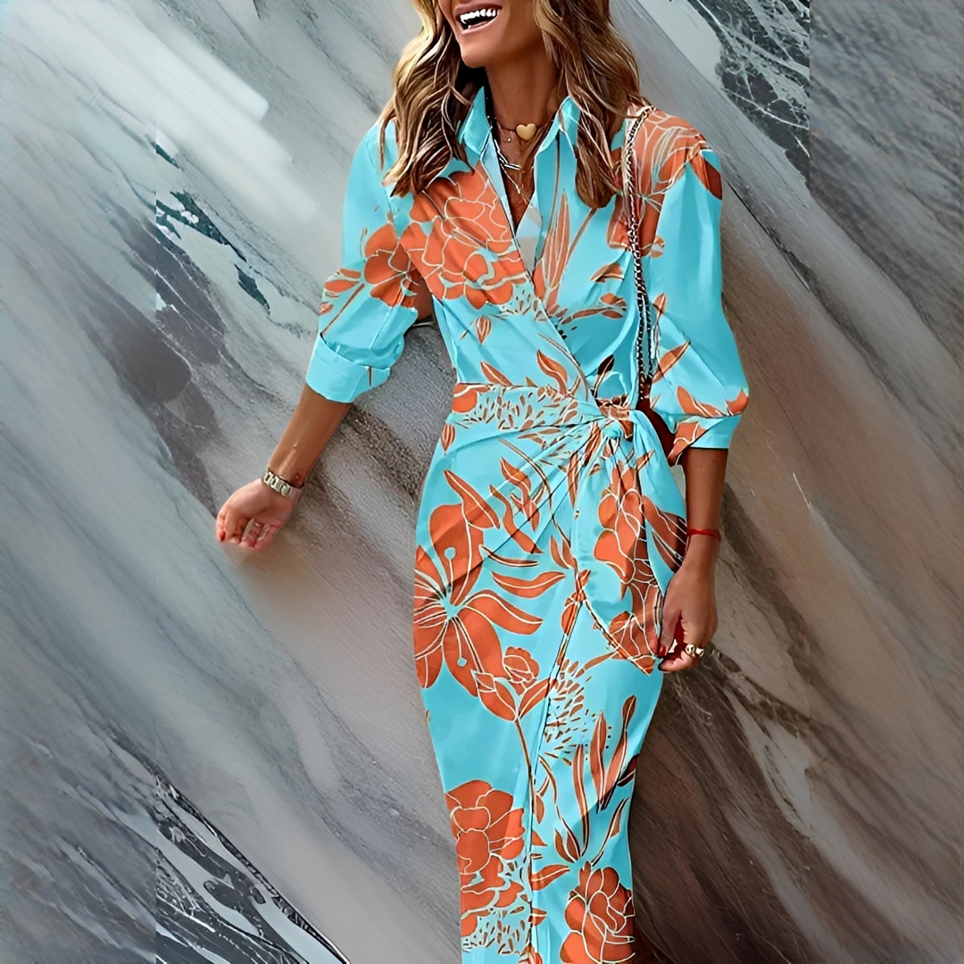 Emily - Stilvolles und Elegantes Gestreiftes Kleid
