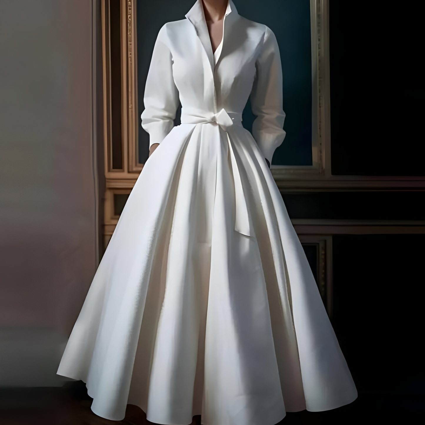 Megan - Langes elegantes Kleid mit Gürtel für Frauen