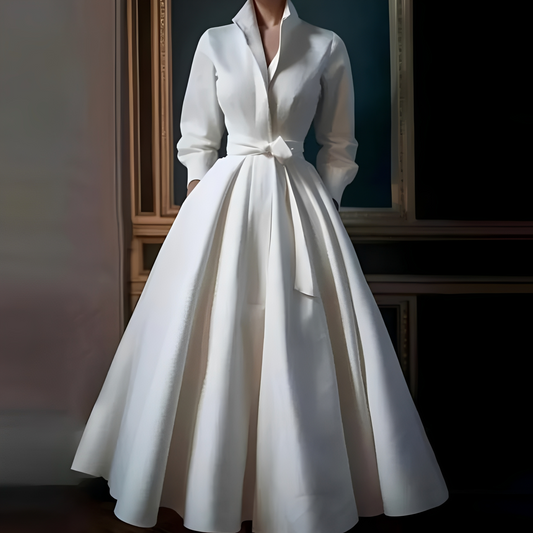 Megan - Langes elegantes Kleid mit Gürtel für Frauen