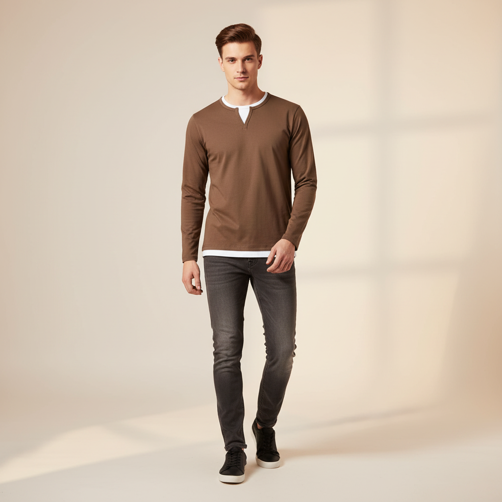Daryl - Elegantes V-Ausschnitt Langarmoberteil