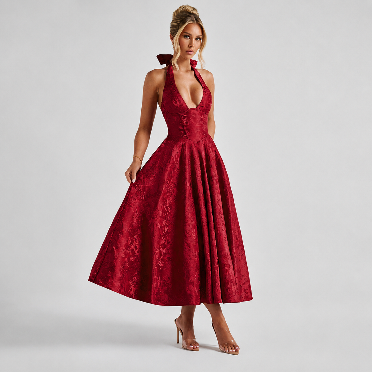 Dahlia - Schickes V-Ausschnitt Neckholder-Ärmelloses Kleid