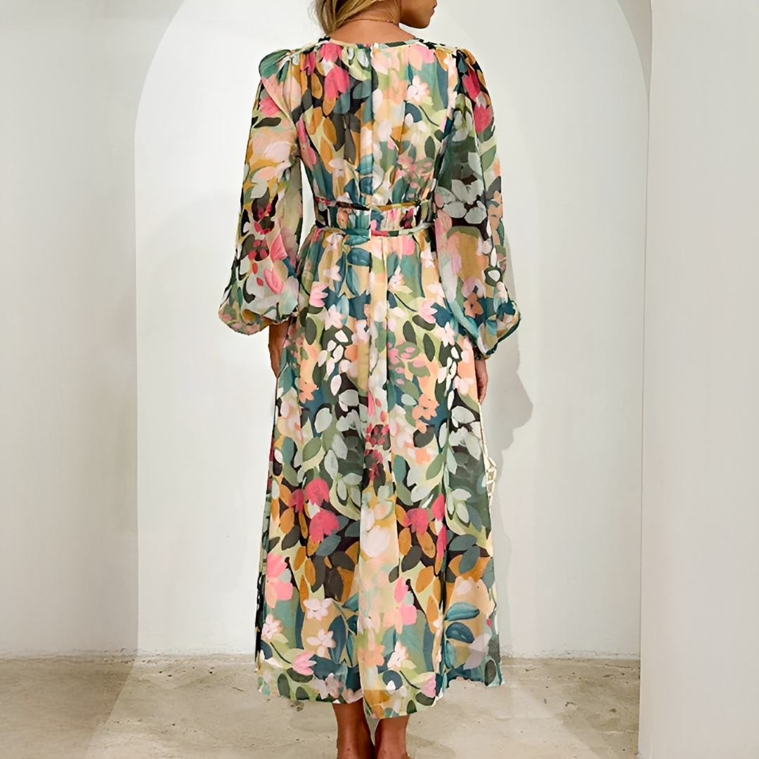 Kiara - Stilvolles und Fließendes Langarmkleid