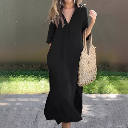 Lucie - Lockeres und luftiges Kleid mit V-Ausschnitt für Frauen