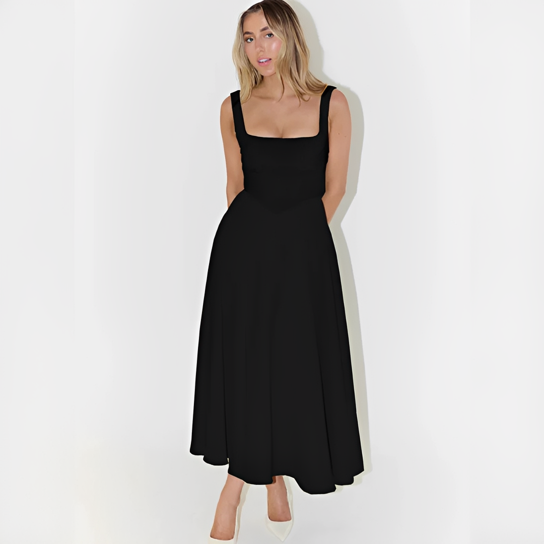 Fioren - Elegantes Midikleid mit eckigem Ausschnitt