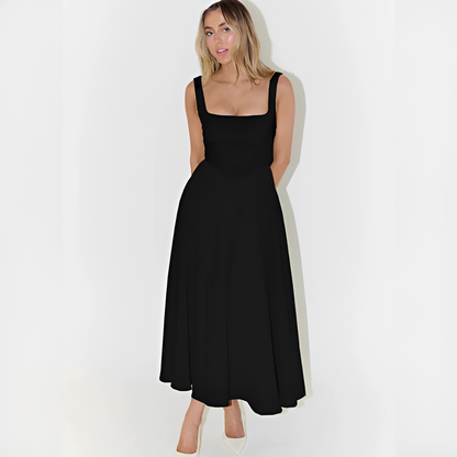 Fioren - Elegantes Midikleid mit eckigem Ausschnitt
