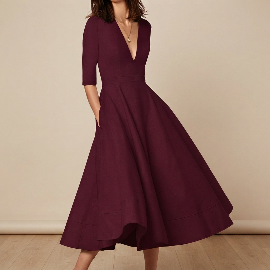 Debbie - Schickes Kleid mit V-Ausschnitt