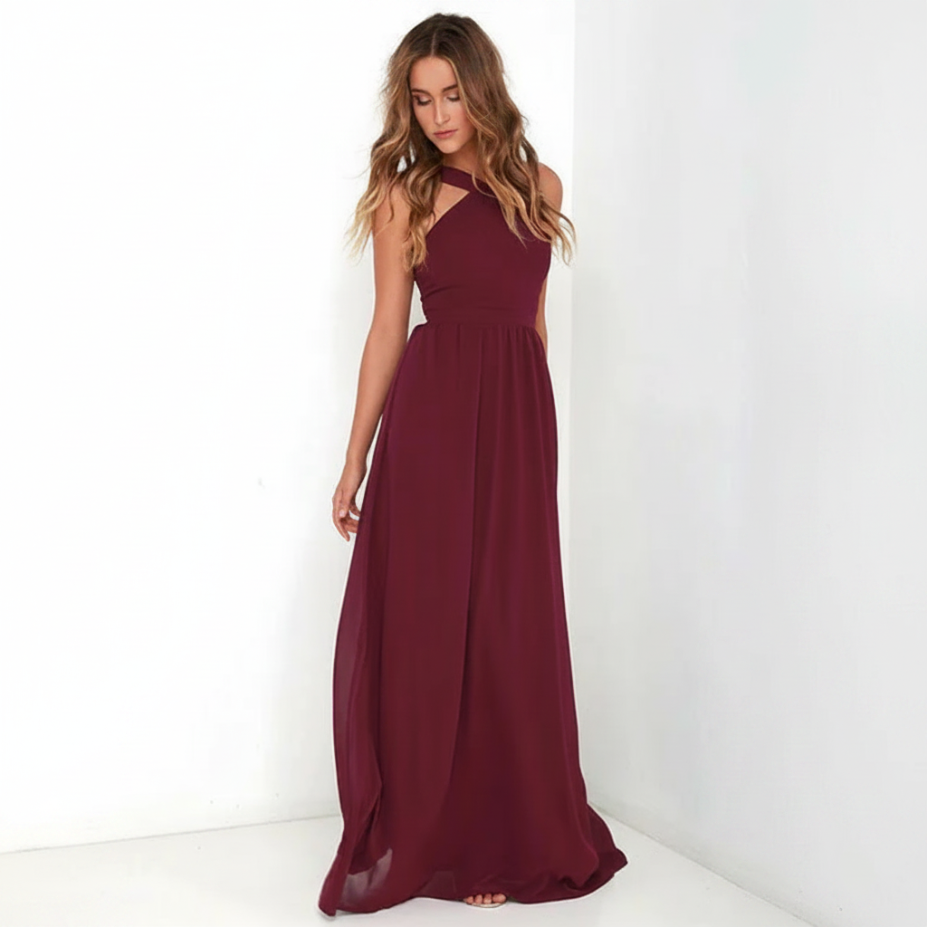 Suzanne - Elegantes Maxikleid mit Kreuzhals