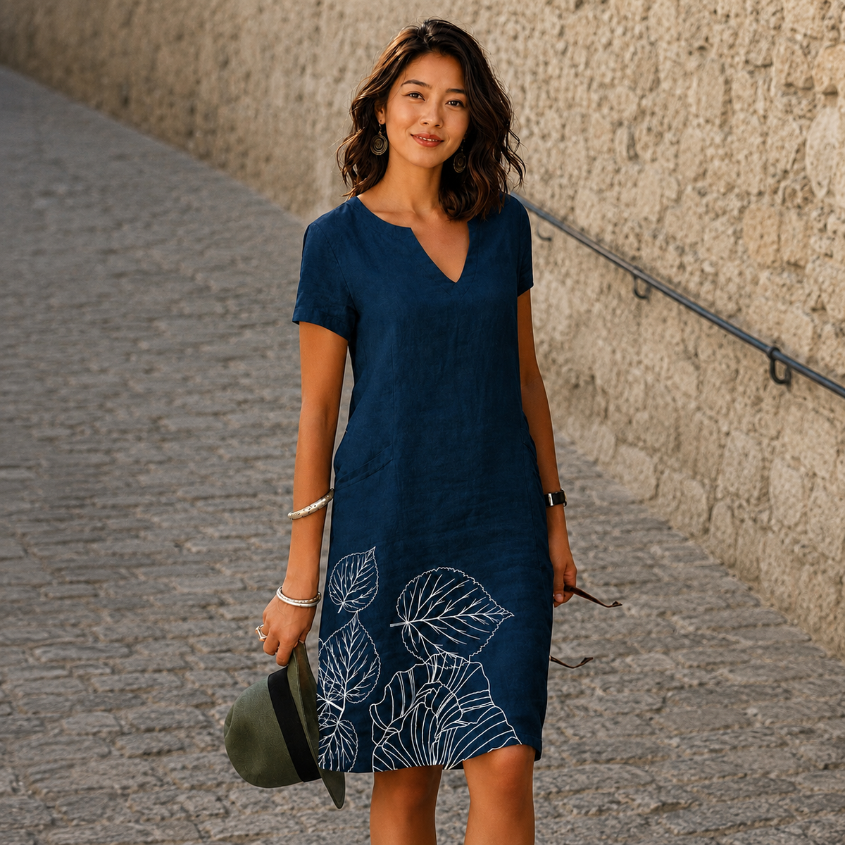 Josette - Lässiges Midikleid mit V-Ausschnitt
