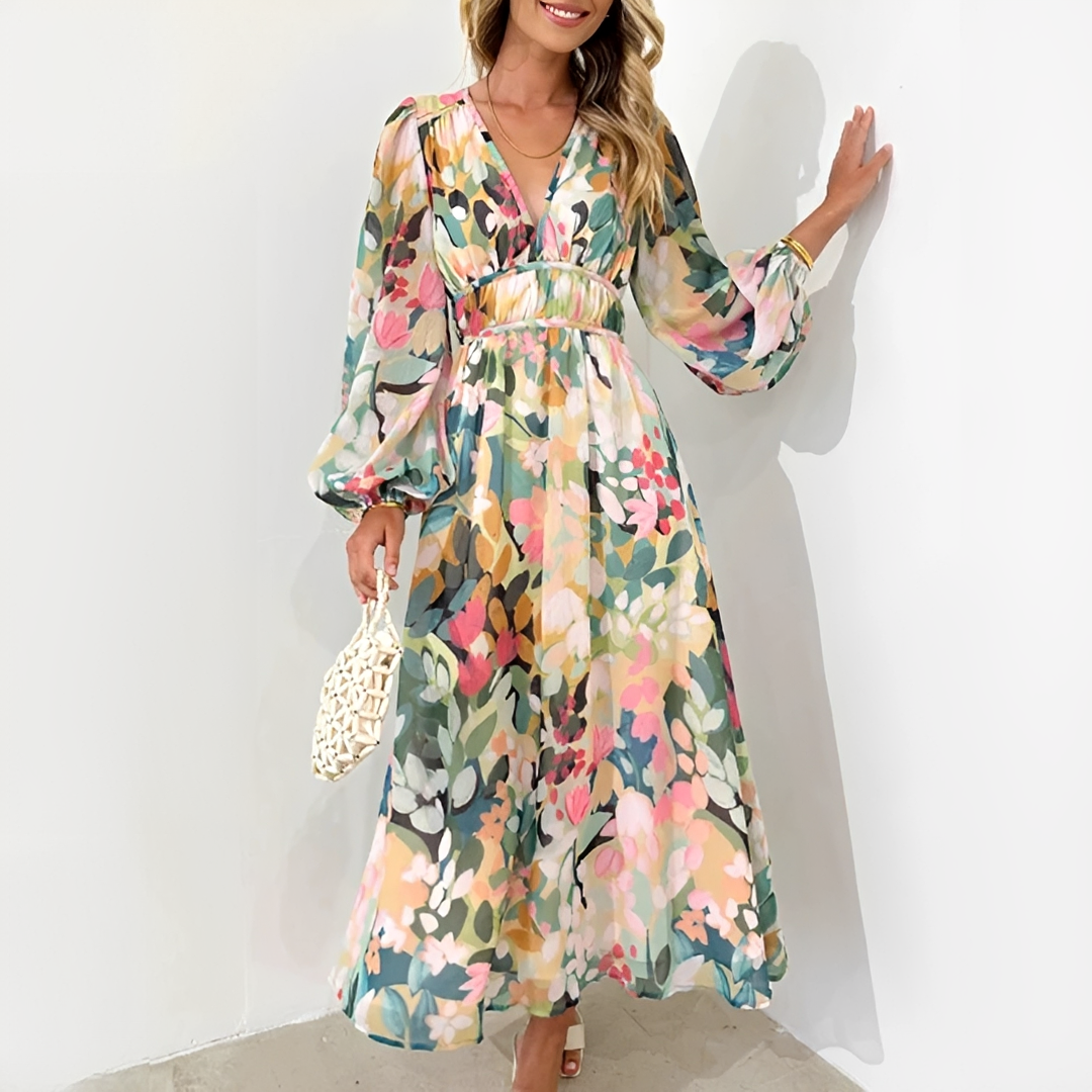 Kiara - Stilvolles und Fließendes Langarmkleid