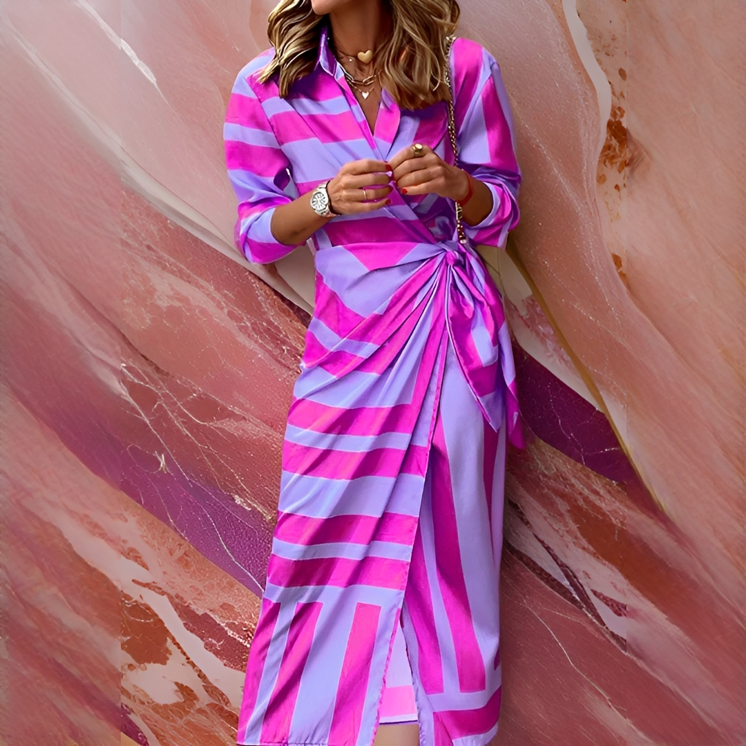 Emily - Stilvolles und Elegantes Gestreiftes Kleid