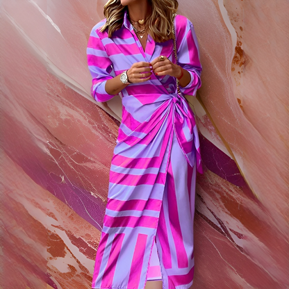 Emily - Stilvolles und Elegantes Gestreiftes Kleid