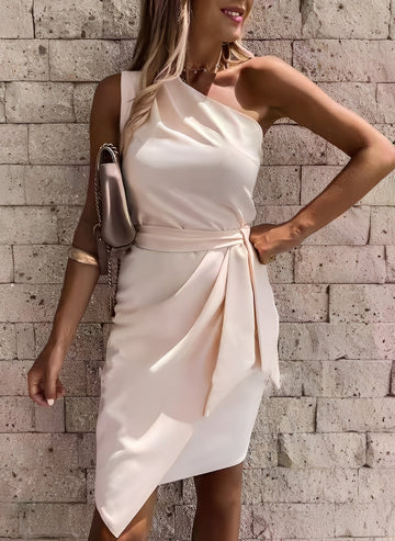 Rhea - Elegantes Kleid mit einer Schulter und Taillengürtel für Frauen