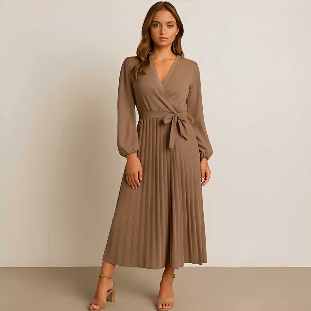 Naomi - Stilvolles Kleid mit V-Ausschnitt und Falten