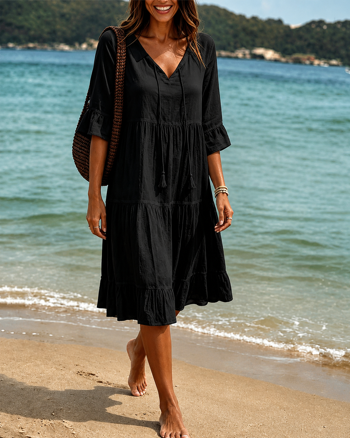 Lorraine - Elegantes Midikleid mit V-Ausschnitt