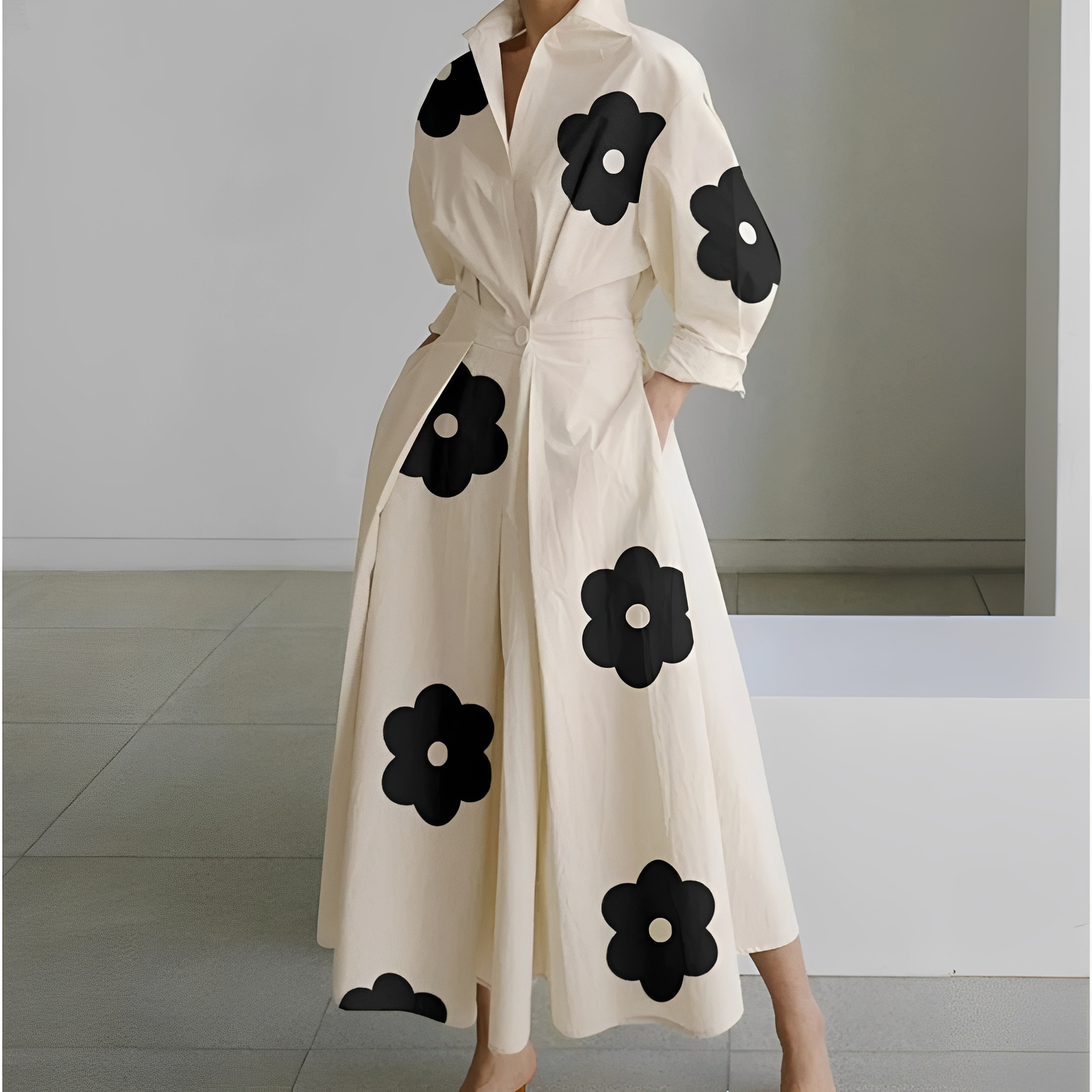 Martha - Elegantes Hemdkleid mit abstraktem Muster für Frauen