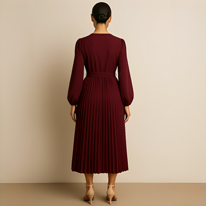Naomi - Stilvolles Kleid mit V-Ausschnitt und Falten