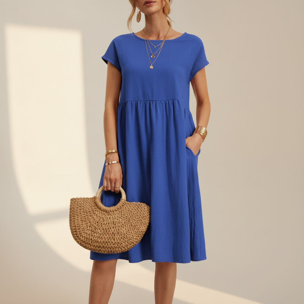 Nubia - Elegantes Rundhals-Midikleid