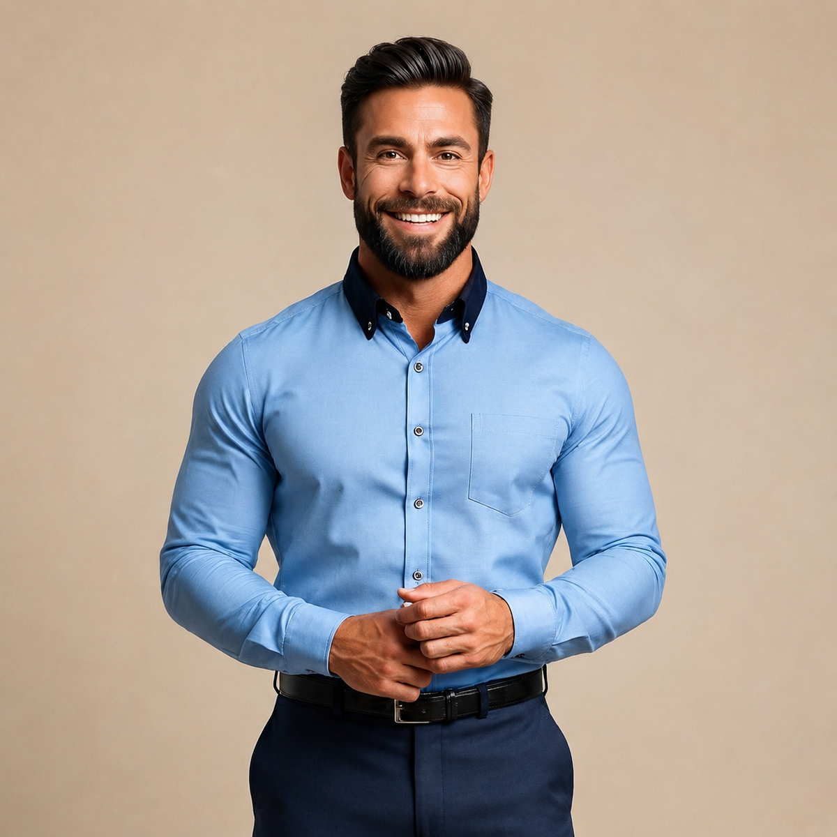 Giovanni - Flexibles Langarm-Poloshirt